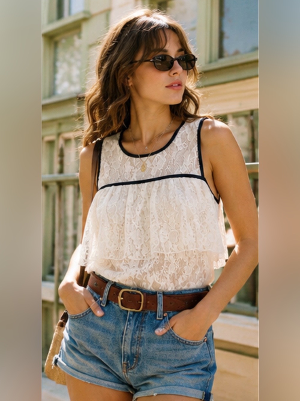 Eddie & Maddie Ivory Lace Ruffle Tank Top | NWOT - Picture 10 of 16